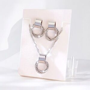 Copper crafted silver plate sparkle gathered chain earrings/neckace✨BRAND-NEW✨